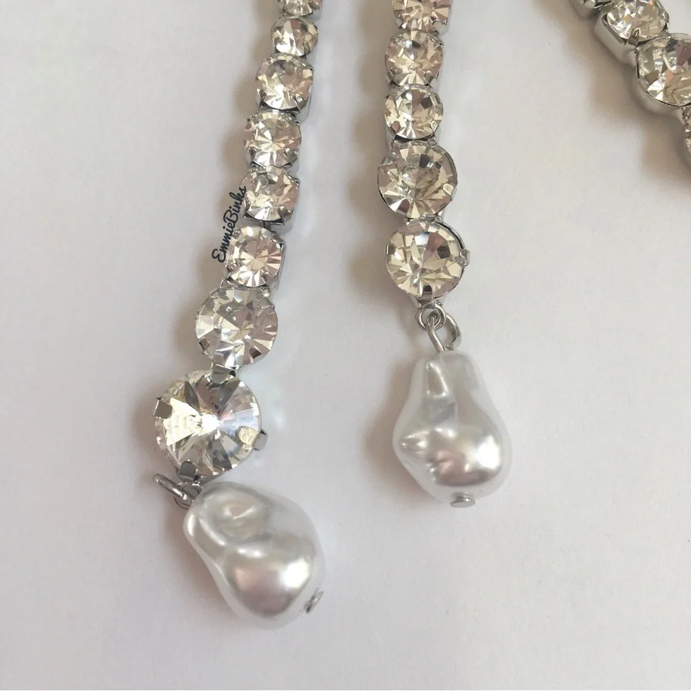 New Zara Rhinestone Crystal Drop Statement Earrings - Picture 13 of 16